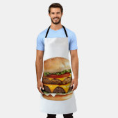 Yummy Cheeseburgerの水色スケッチ エプロン (着用した状態)