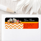 YUMMY CUPCAKES DESERT SHOP，オレンジホワイトシェブロン ラベル (インサイチュ)