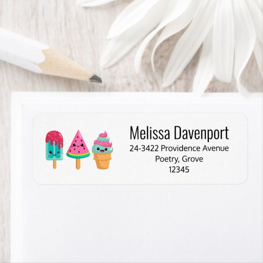Yummy Ice Cream Trioサマーバイブアドレス ラベル (インサイチュ)