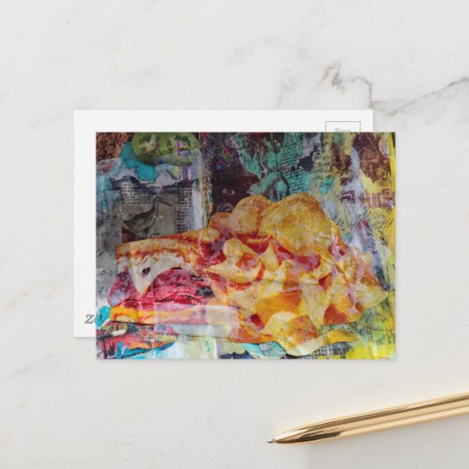 yummy sandwich and chips junk journal Collage ポストカード (正面/裏面インサイチュ)