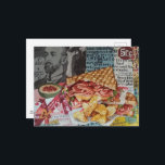 yummy sandwich and chips junk journal Collage ポストカード<br><div class="desc">A mixed media collage made with vintage images and a sandwich with chips this one was AI generated based on a photo of my actual junk journal mixed media collage</div>