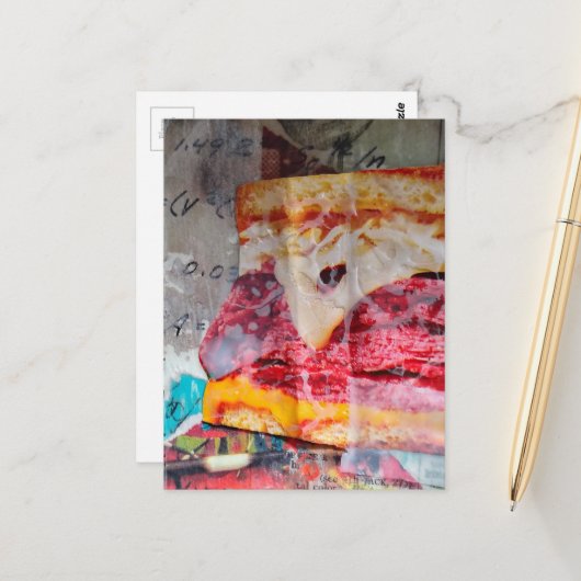 yummy sandwich junk journal Mixed Media Collage ポストカード (正面/裏面インサイチュ)