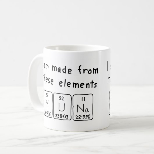 Yunaの周期表の名前のマグ コーヒーマグカップ (正面左)