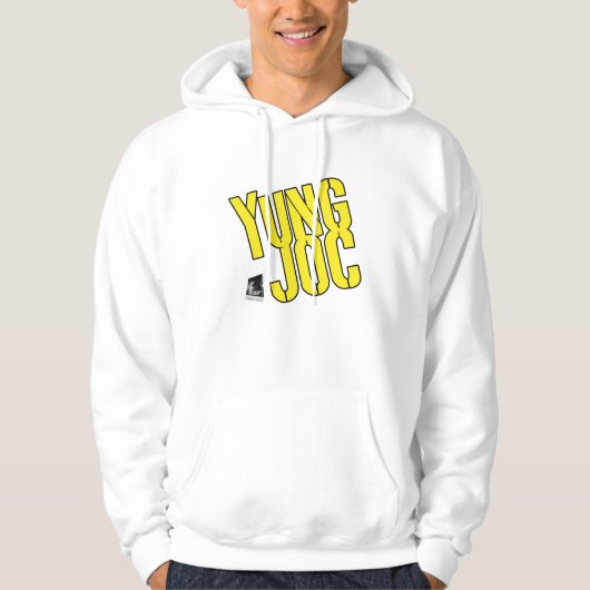 Yung Jocの黄色いロゴのTシャツ パーカ (正面)