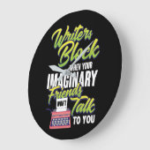 Yurの想像上の友人がYと話す際にライターがブロック ラージ壁時計 (傾斜)