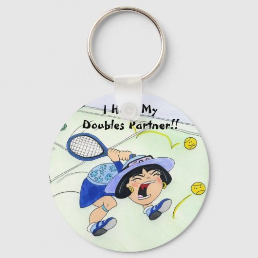 Yuriko keychain – 私は私のダブルスのパートナーを憎む キーホルダー (正面)