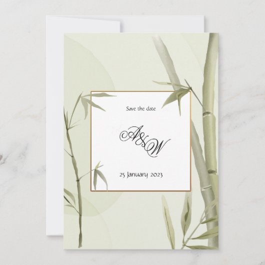 YUUPバンブー結婚式招待状の緑をテーマ セーブザデート (正面)