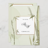 YUUPバンブー結婚式招待状の緑をテーマ セーブザデート (正面/裏面)