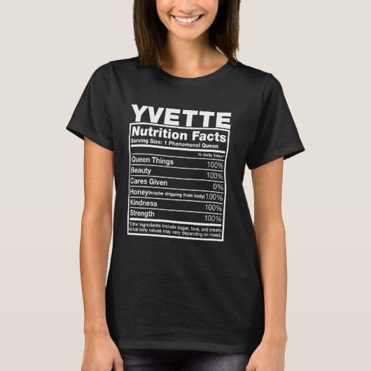 Yvette栄養成分Tシャツ Yvetteお名前 誕生日 Tシャツ (正面)