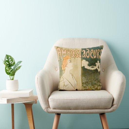 Yvette Guilbert by Theophile Steinlen クッション (椅子)