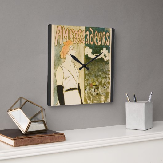 Yvette Guilbert by Theophile Steinlen スクエア壁時計 (オフィス)