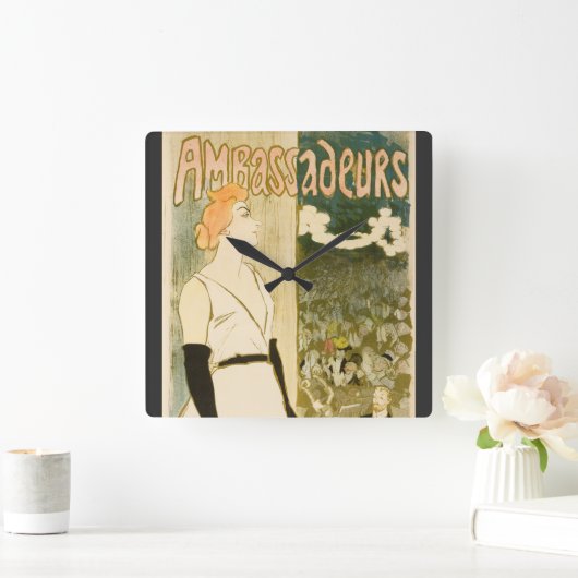 Yvette Guilbert by Theophile Steinlen スクエア壁時計 (ホーム)