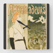 Yvette Guilbert by Theophile Steinlen スクエア壁時計 (正面)