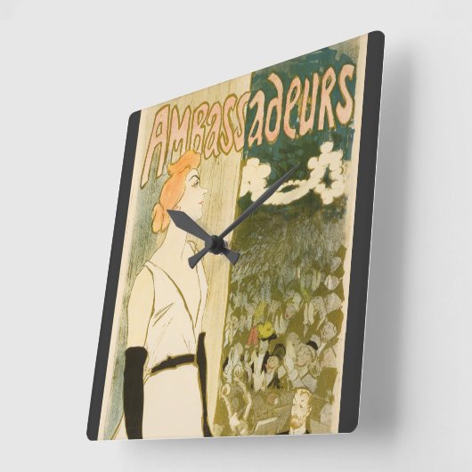 Yvette Guilbert by Theophile Steinlen スクエア壁時計 (傾斜)