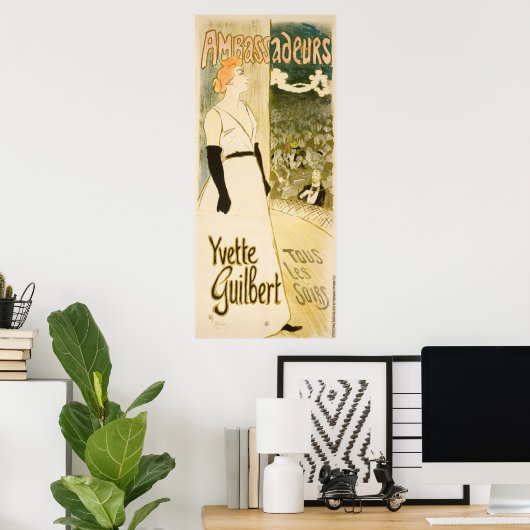 Yvette Guilbert by Theophile Steinlen ポスター (ホームオフィス)