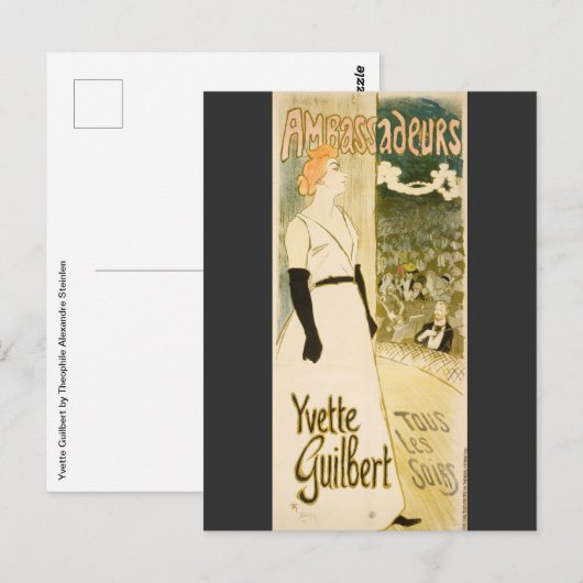 Yvette Guilbert by Theophile Steinlen ポストカード (正面/裏面)