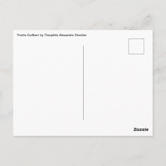 Yvette Guilbert by Theophile Steinlen ポストカード (裏面)