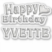 Yvette Happy Birthday silver Aufkleber Sticker シール (正面)