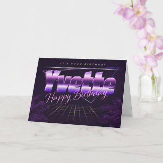 Yvette Name Vorname lila retro Karte Geburtstag カード