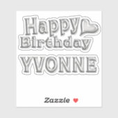 Yvonne Happy Birthday silver Aufkleber Sticker シール (シート)