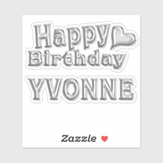 Yvonne Happy Birthday silver Aufkleber Sticker シール (シート)