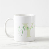 Yvonne name meaning and monogram Y green text コーヒーマグカップ (左)