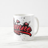 Yvonne red Heart Graffiti Tasse Kaffeetasse コーヒーマグカップ (正面右)