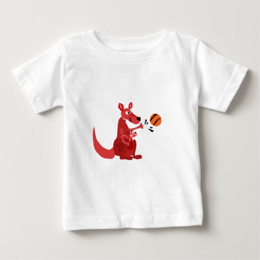 YY-バスケットボールのカンガルーの母そしてベビー ベビーTシャツ (正面)