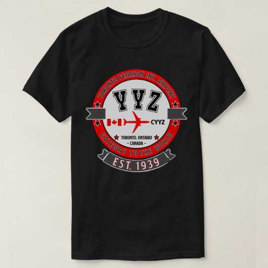 YYZトロントピアソンエアポートカナダヴィンテージデザイン Tシャツ (デザイン正面)