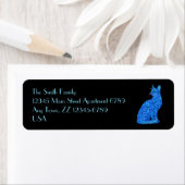 Zおもしろいブルー抽象芸術シッティングキャットアート住所 シール (インサイチュ)