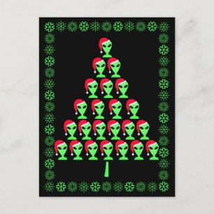 Zのおもしろいの外国のサンタのギークのユーモアのおもしろいなクリスマスツリー シーズンポストカード