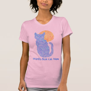 Zのかわいい青猫の世界最も最高のな猫のお母さんのティー Tシャツ
