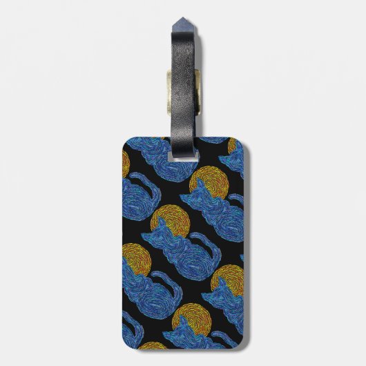 Zのかわいい青猫の芸術の荷物のラベル ラゲッジタグ (裏面縦)