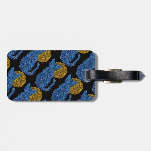 Zのかわいい青猫の芸術の荷物のラベル ラゲッジタグ (裏面横)