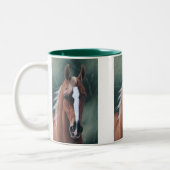 Zのアラビアの馬のポートレート ツートーンマグカップ (左)