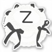 Zのイニシャル 黒と白のリボン ビンテージケーキ シール (正面)