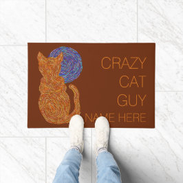 Zのオレンジ猫およびネコ科月の猫好きの子ネコ ドアマット