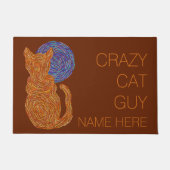 Zのオレンジ猫およびネコ科月の猫好きの子ネコ ドアマット (正面)