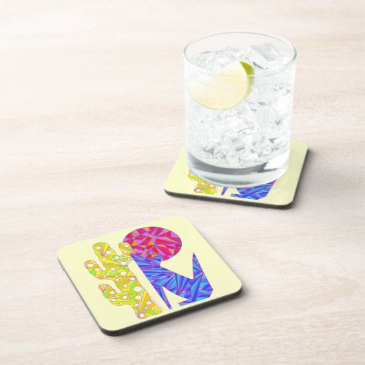 Zのカラフルな抽象美術の青いコヨーテのオオカミのパーティー コースター (右側)