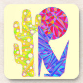 Zのカラフルな抽象美術の青いコヨーテのオオカミのパーティー コースター (正面)