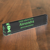 Zのスマイル! 幸せなエイリアンLGMのギークのユーモアの机の印 デスクネームプレート (側面)