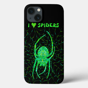 Zのネオン緑のくもの不気味なクモ綱のハロウィンのおもしろい iPhone 13ケース