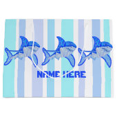 Zのホホジロザメのカラフルな海は縞で飾ります ラージペーパーバッグ (正面)