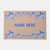 Zのホホジロザメのカラフルな海洋動物 ドアマット (正面)