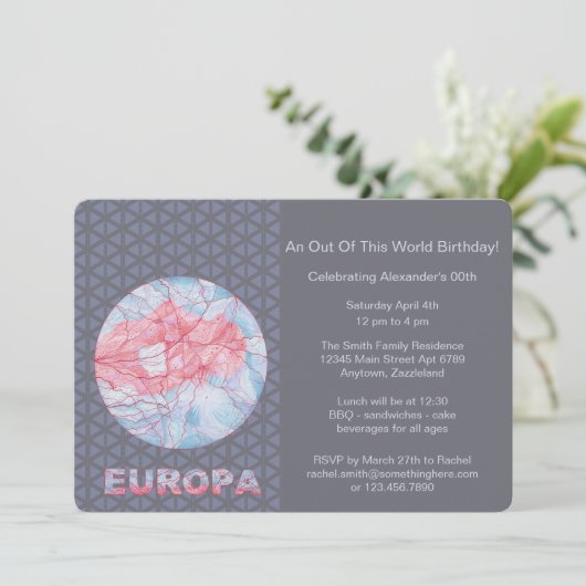 ZのユーロパのJupitersの月の宇宙のギークのカラフル 招待状 (スタンド正面)