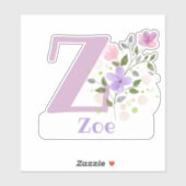 Zの文字でZoeと名前ステッカーカットアウト シール (シート)