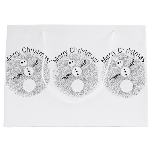 Zの白黒雪だるまのかわいい休日 ラージペーパーバッグ (正面)