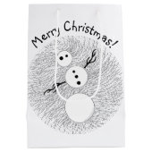 Zの白黒雪だるまのクリスマスの休日 ミディアムペーパーバッグ (裏面)