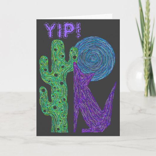 Zの紫色のコヨーテのオオカミのカラフルな南西デザイン カード (正面)