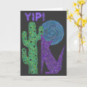 Zの紫色のコヨーテのオオカミのカラフルな南西デザイン カード (黄色い花)